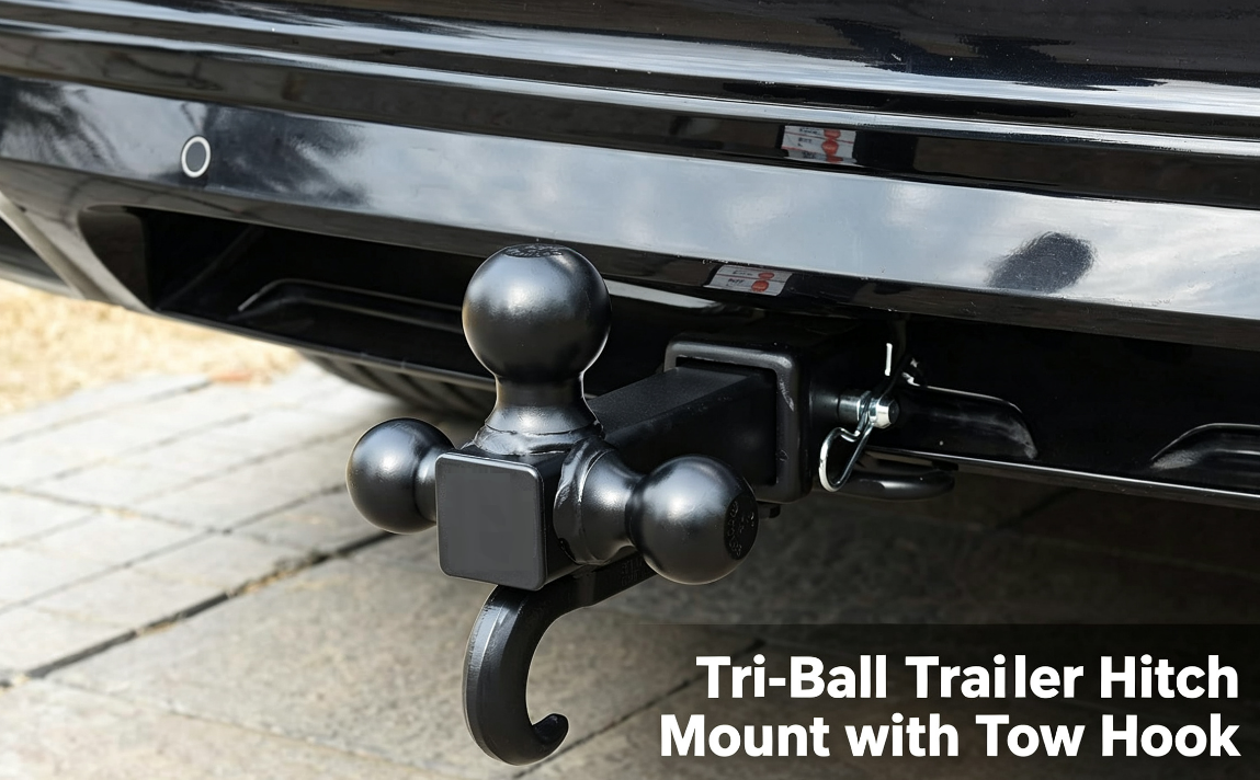 Tri-Ball Trailer Hitch Mount with Tow Hook Tri-Ball Trailer Hitch Mount with Tow Hook