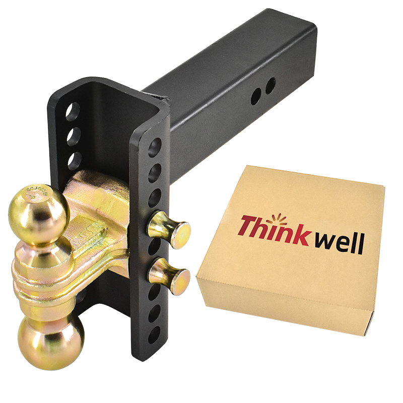 6" Drop Dual Ball Trailer Hitch Adjustable 2" Ball Mount 