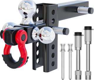 Adjustable Drop 2" Hitch Tri Ball Mount with 3/4" Shackle