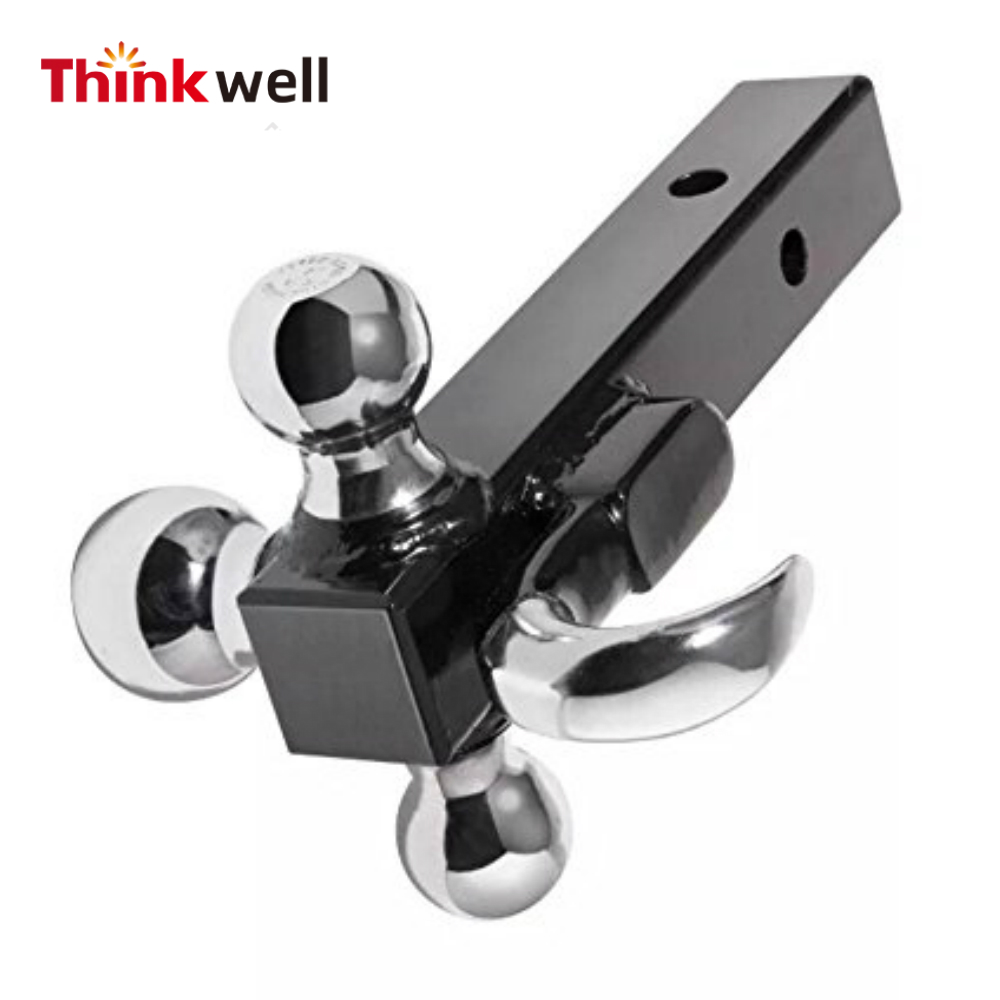 Trailer Hitch Tri-Ball Mount With Hook