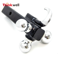 Trailer Hitch Tri-Ball Mount With Hook