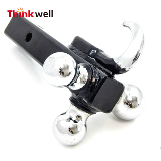 Trailer Hitch Tri-Ball Mount With Hook