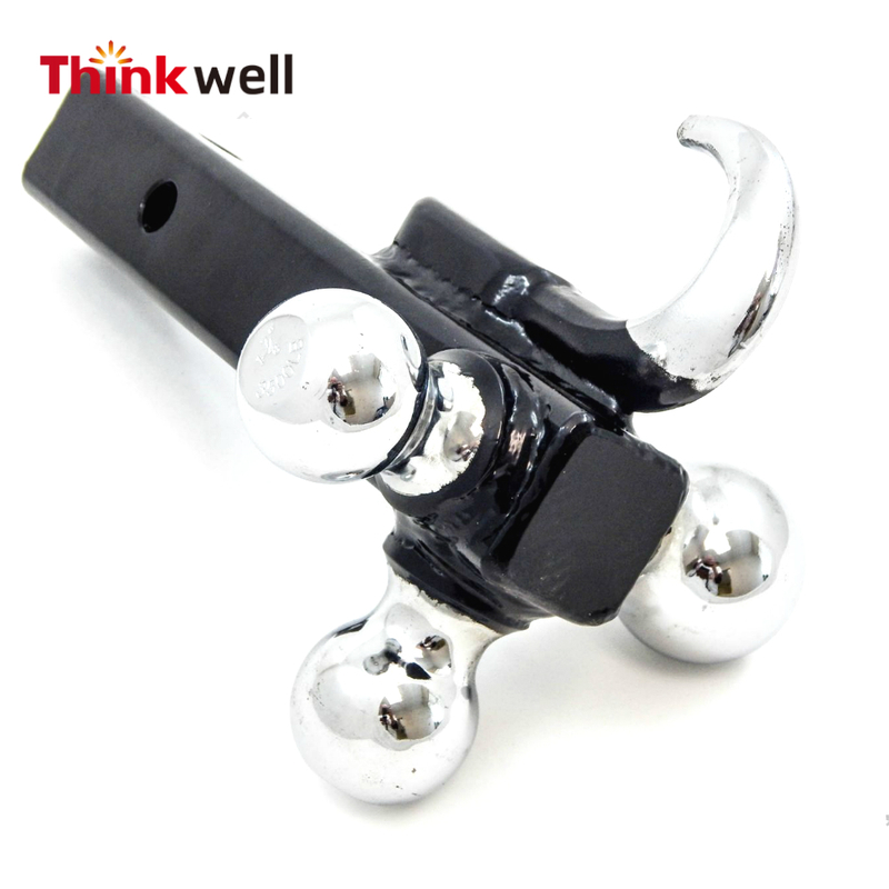 Trailer Hitch Tri-Ball Mount With Hook