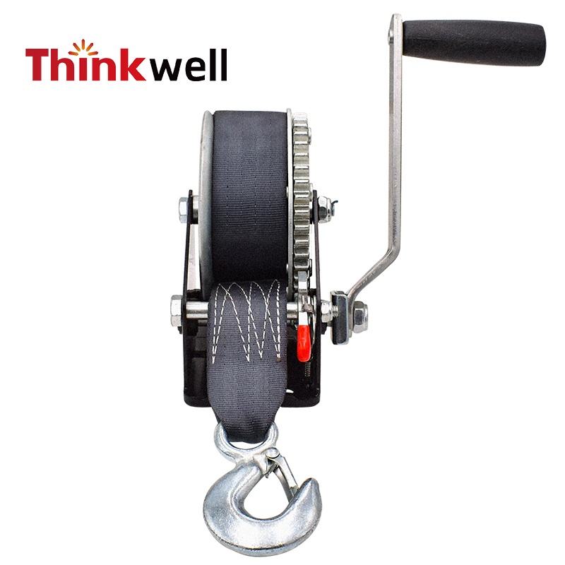 Hand Winch with Polyester Strap and Hook 