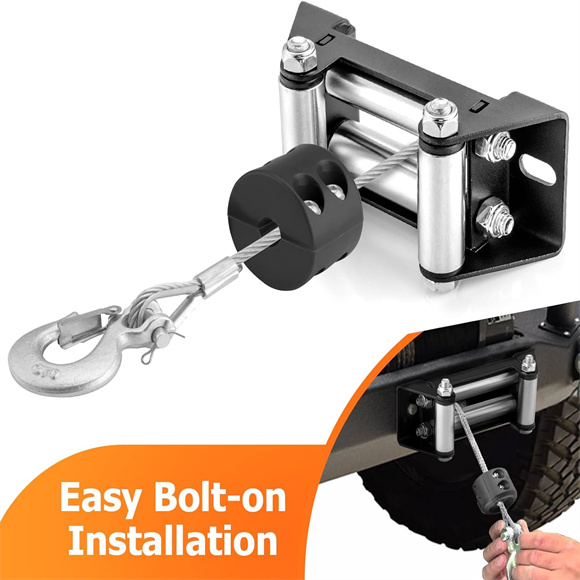 10 inch Winch Roller Fairlead 4 Way 10” Universal Mount Cable Guide Heavy Duty Nut Disassembly SUV Truck F150 8000 1000 12000lbs 14000 16000