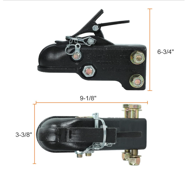 2-5/16'' Hitch Ball 15000LBS Capacity Heavy Duty Adjustable Trailer Coupler for Towing RV, Boat, Camper